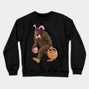 Bigfoot Carring Eggs Easter Bigfoot Easter Costume Crewneck Sweatshirt